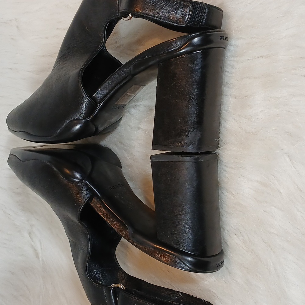 Prada Linea Rossa Nappa Black Peep Toe Heels Sz 38 - Picture 11 of 16